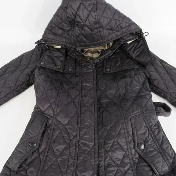 Burberry London Finsbridge Belted Quilted hooded Jacket Sz M EXCELLENT CONDITION - Picture 3 of 16